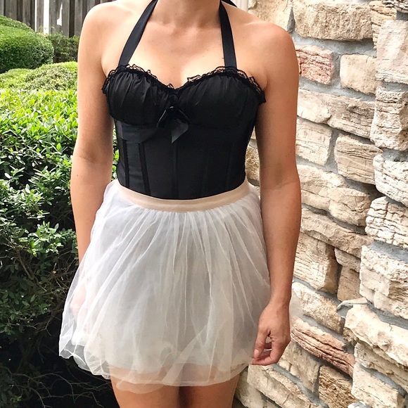 Alivila Y Fashion Black Satin & Lace Trim Corset - Picture 7 of 8